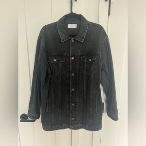 TNA Oversized Denim Jacket, Washed Black, L